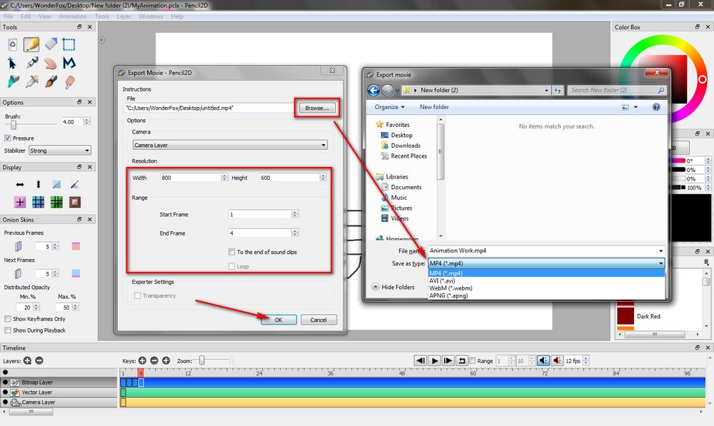 How to Export Animations in Pencil2D