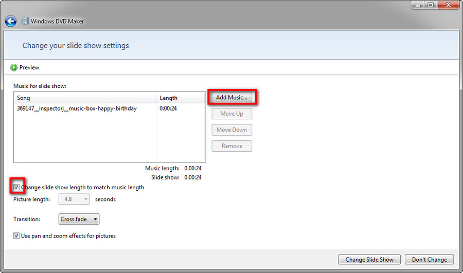 Add music to the slideshow