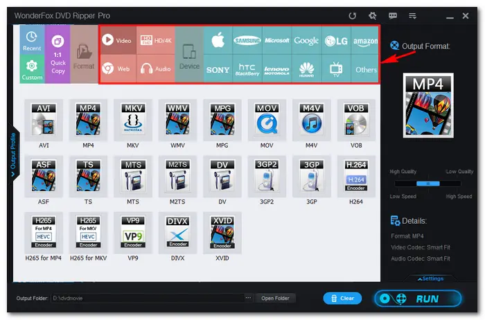 Select an Output Format