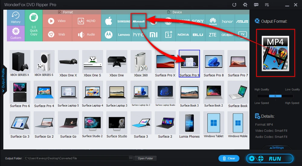 Select an Output Format