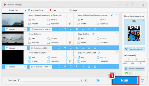 Click on Run to start the conversion