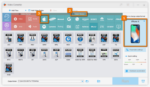 Select iPhone as Output Format