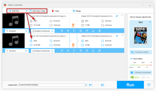 Add your WMA files to the converter