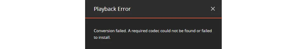 Conversion failed: A required codec could not be found or failed to install