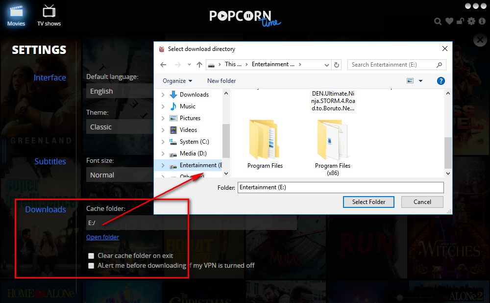 Where Does Popcorn Time Store Movies