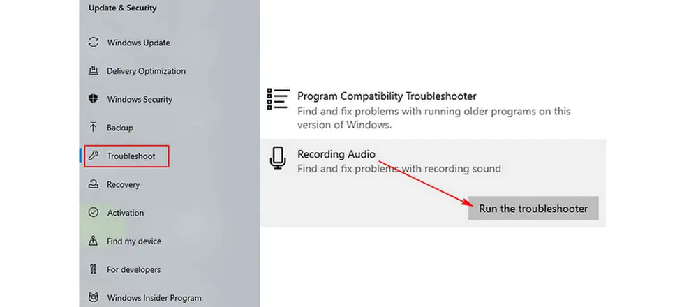 Run Audio Troubleshooter