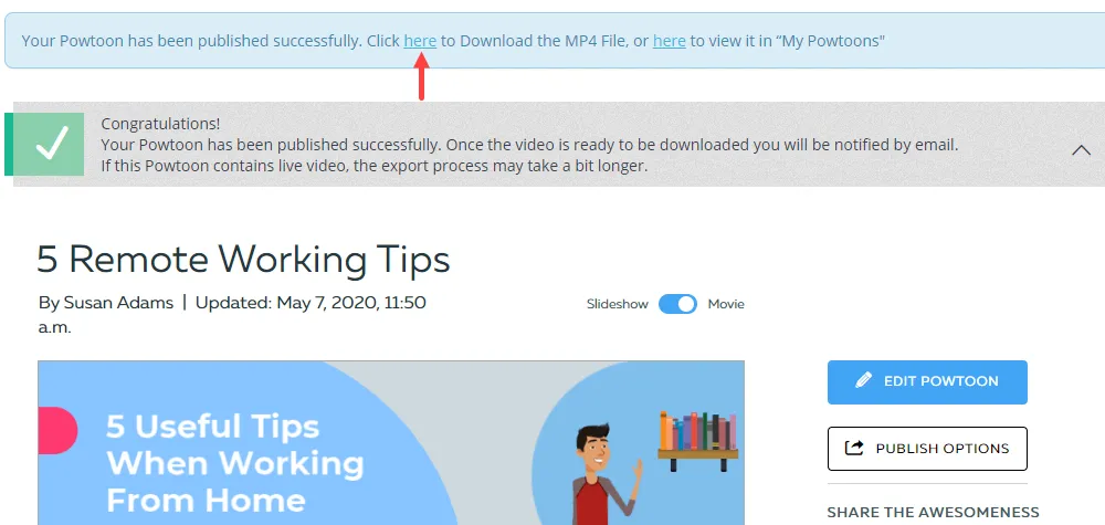 How to Export MP4 in Powtoon Video for Free