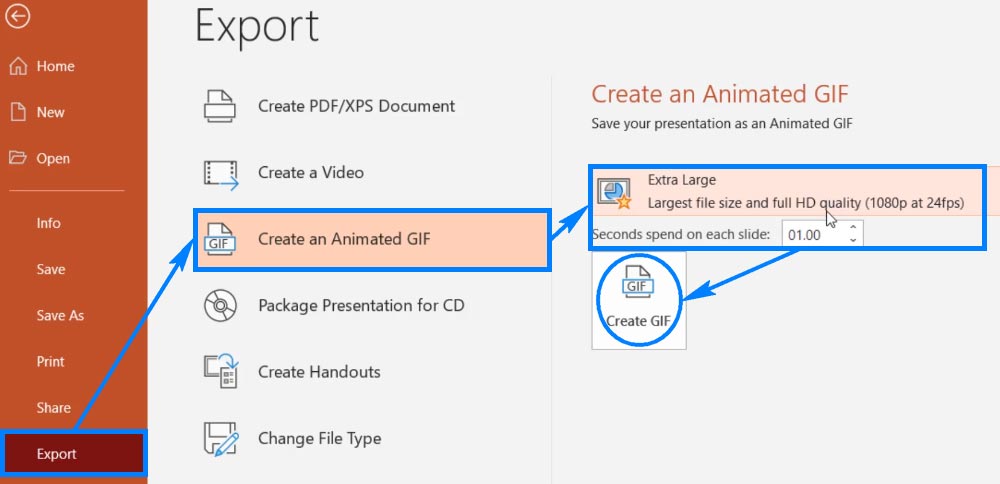 Convert PPTX to GIF within PowerPoint