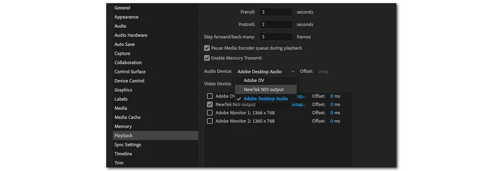 Disable the NewTek NDI Output