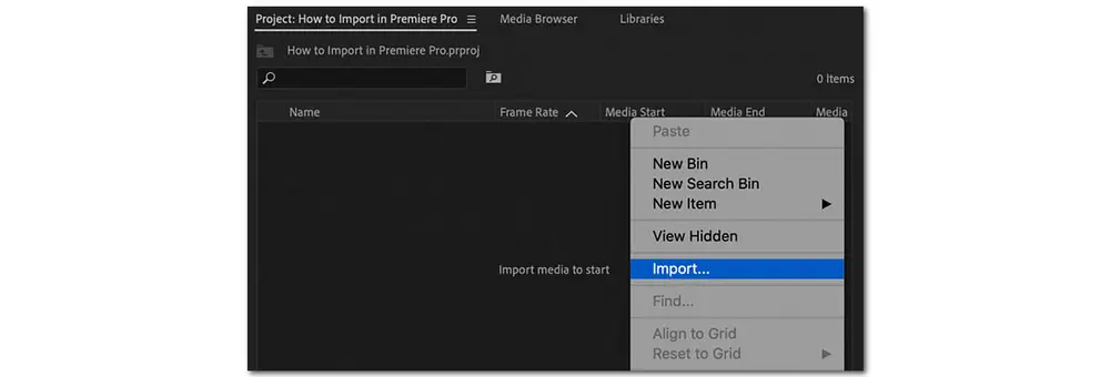 Use Media Browser to Import Media