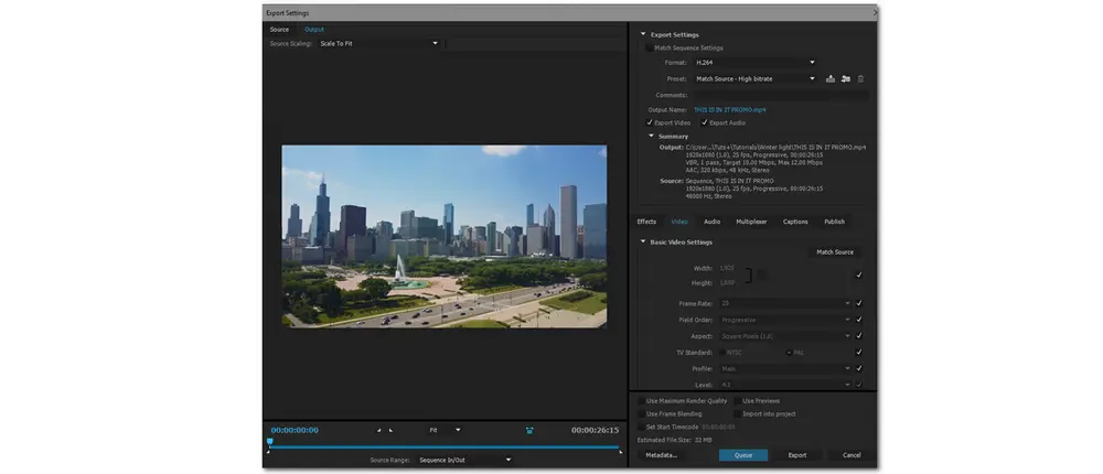 Export H264 Premiere Pro