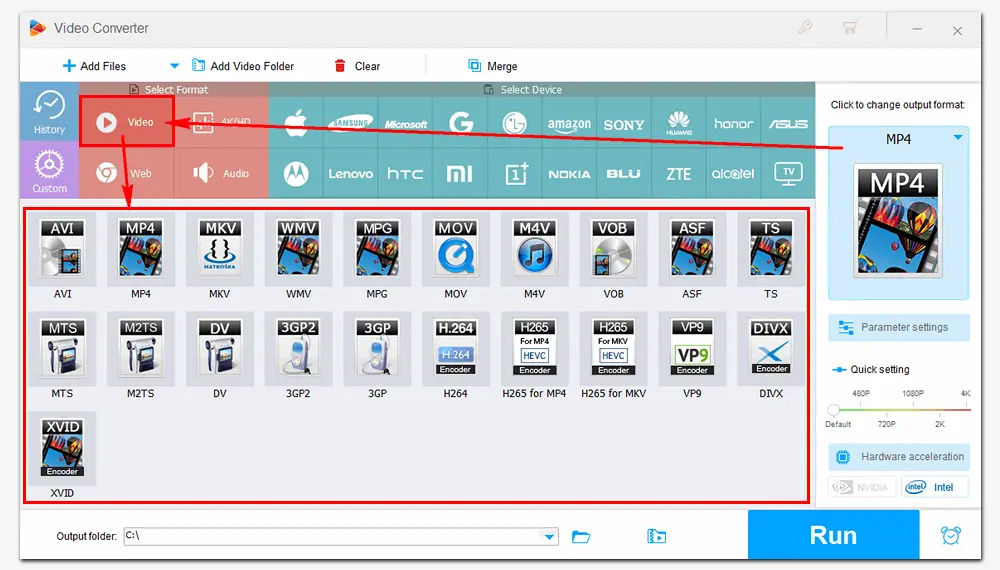 Choose MP4 Format