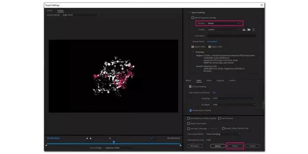 Premiere Pro WebM Export