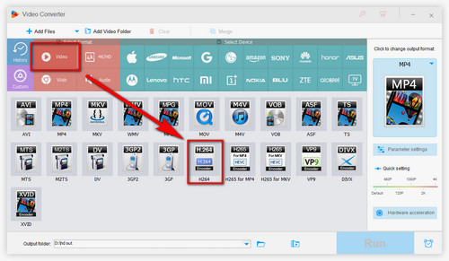 Choose MP4 as Output Format 