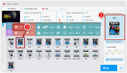 Choose MP4 format