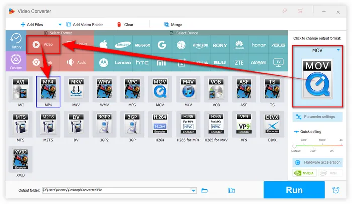 Choose MP4 as Output Format