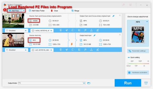 Load Videos into Program to Convert .pz to .mp4