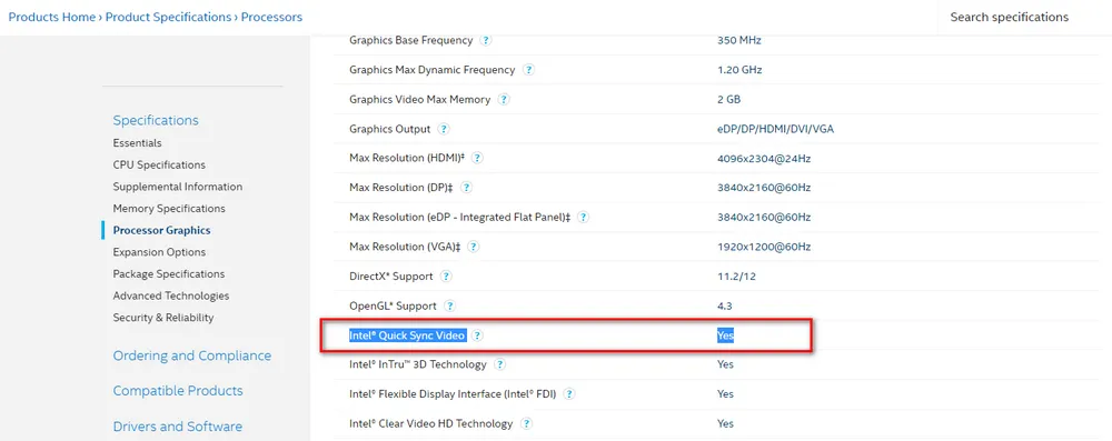 Check If Your Intel Processor Supports Quick Sync Video