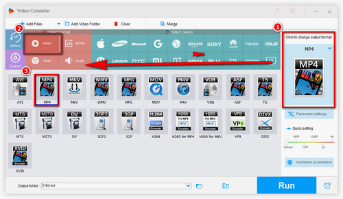 Choose MP4 as the output format