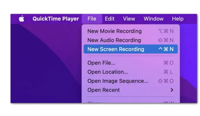 Open QuickTime Screen Recorder