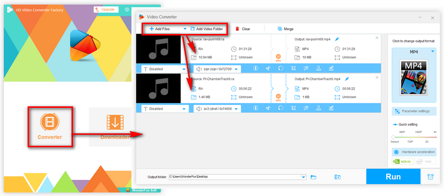 Add RA File to Free HD Video Converter Factory