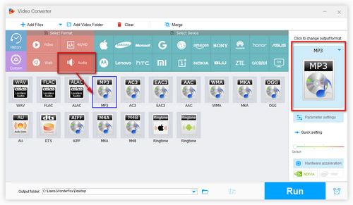 Choose MP3 as the Output Format