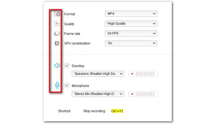 Adjust the Recording Parameters