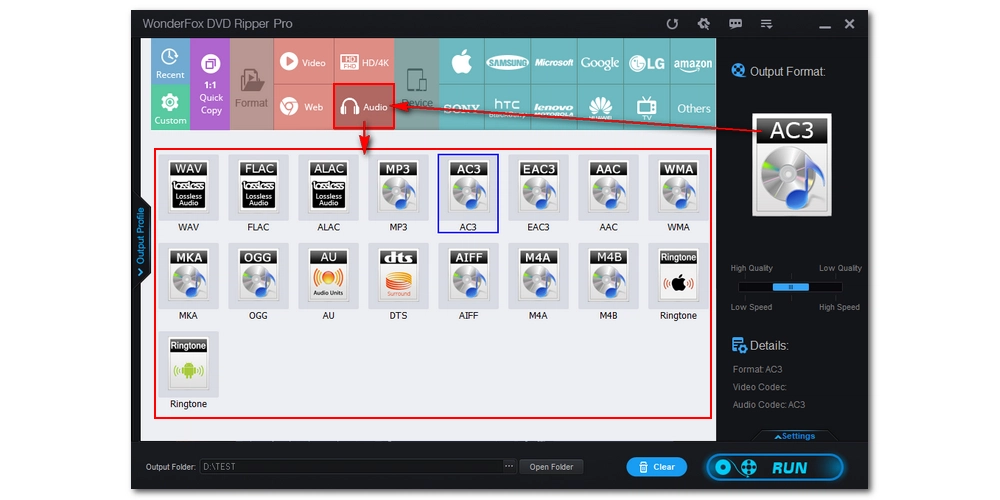 Select Output Format