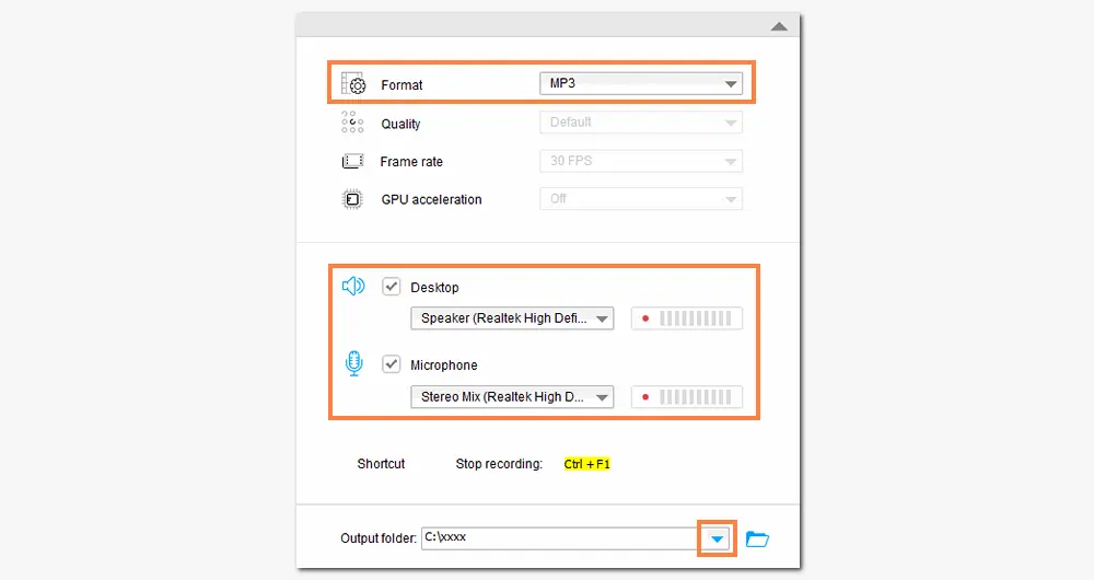 Customize Recording Settings