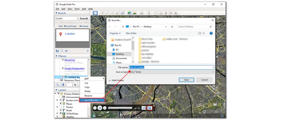 Save Recording in Google Earth Pro