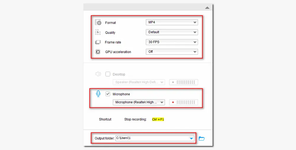 Modify Recording Settings