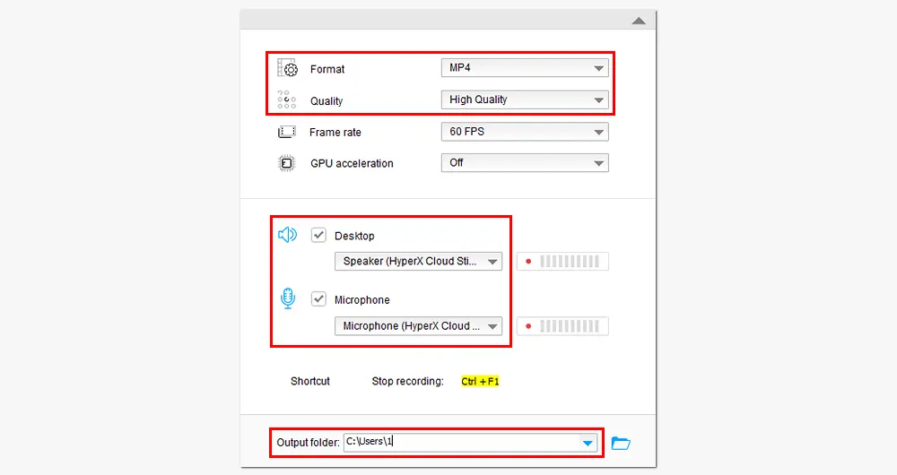 Customize Recording Settings