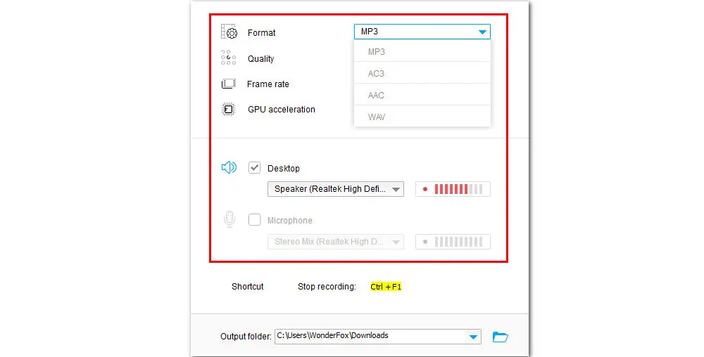 Customize the Audio Recording Settings