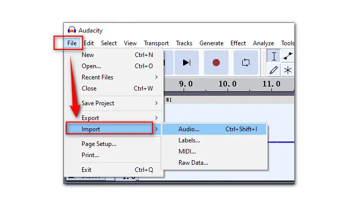 Import Background Music to Audacity 