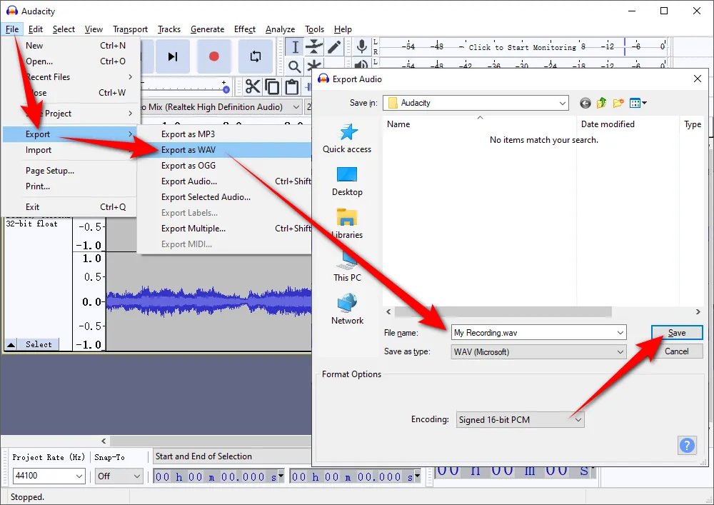 Windows 10 Record WAV File