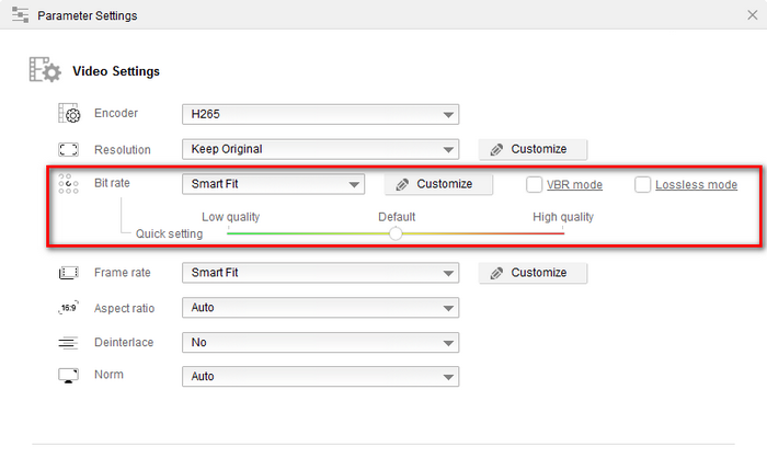 Method two set compress ratio