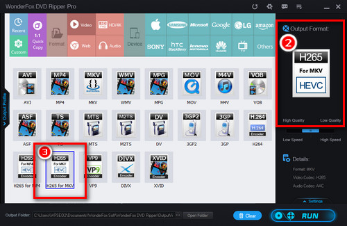 Select the output format