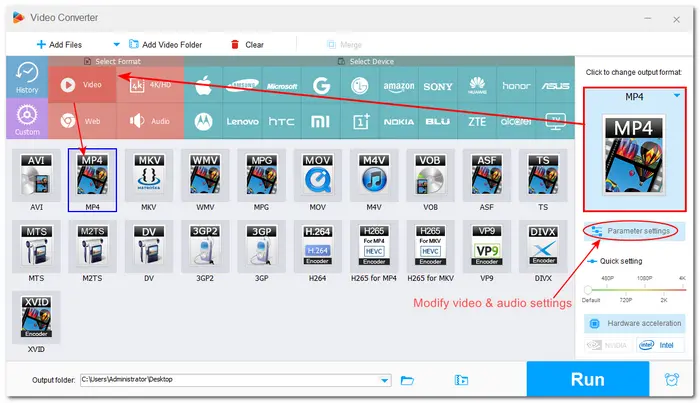 Choose Output Video Format