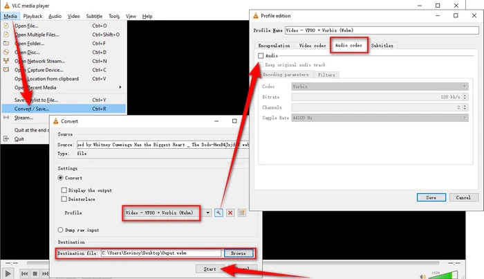 Remove audio in VLC
