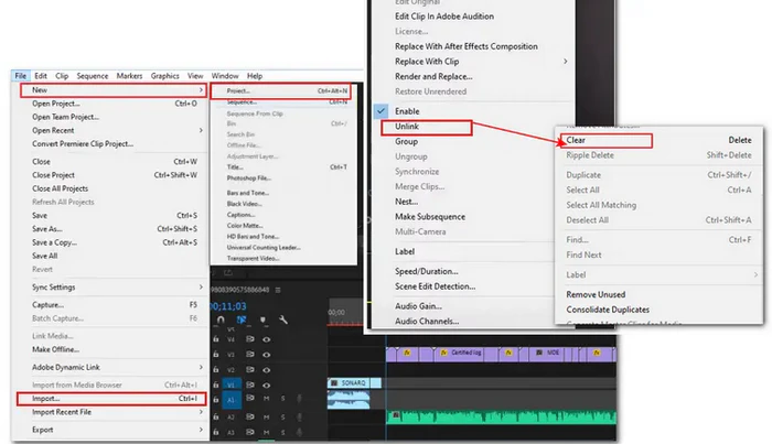 Delete linked audio in Premiere Pro