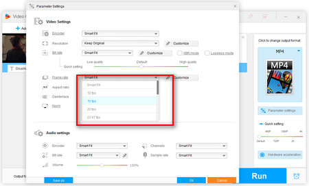 Adjust MP4 video frame rate