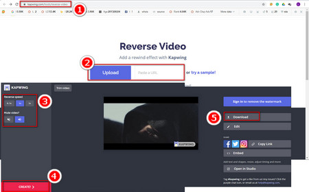 Kapwing - Reverse a YouTube video