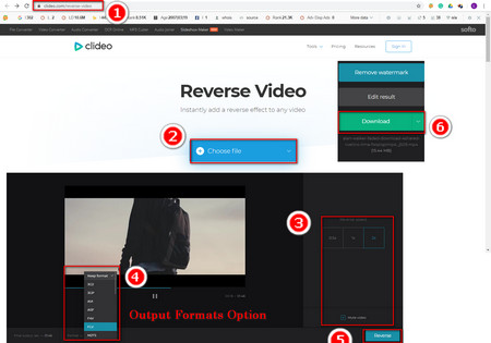 Clideo - Make the YouTube video reversed