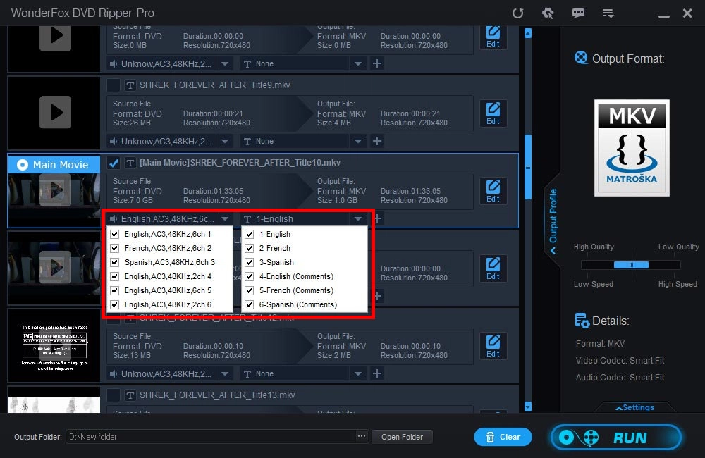 Select Audio Tracks and Subtitles