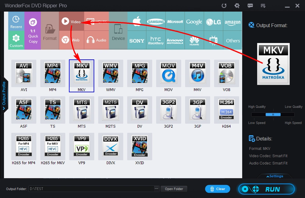 Choose Output Format ans Start Ripping