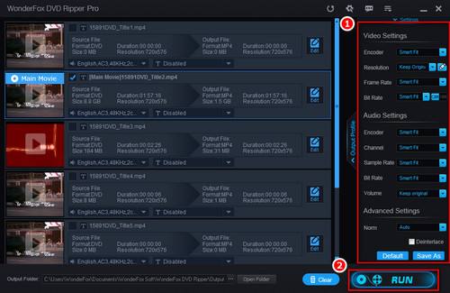 Detailed parameter settings