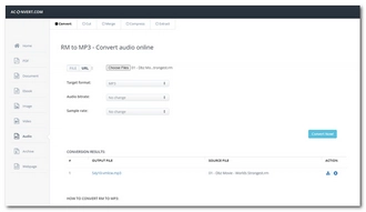 Convert RM to MP3 with AConvert