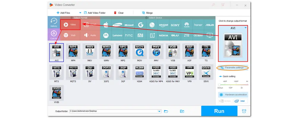 Select Output Format