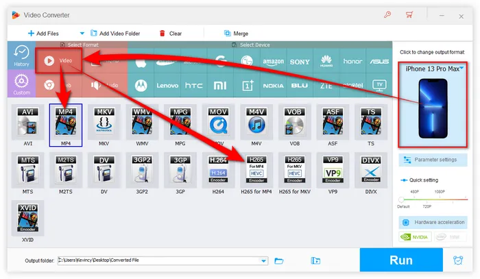 Choose MP4 as Output Format