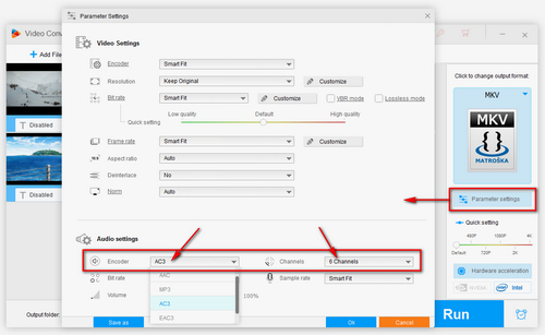 Choose the Audio Codec and Channel